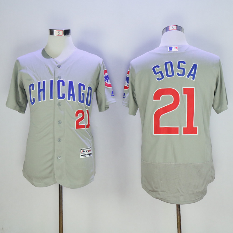 Men Chicago Cubs 21 Sosa Grey MLB Jerseys